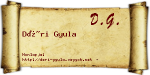 Déri Gyula névjegykártya